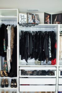 Black Lace Boudoir Studio Closet with clothing options.