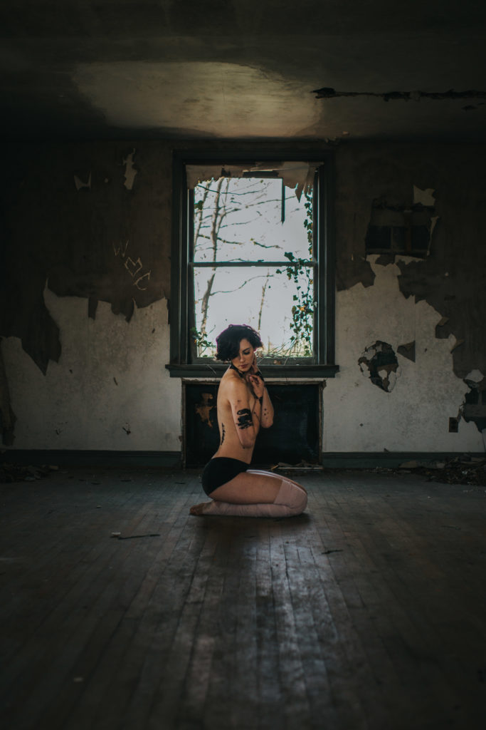 Domestic Abuse Survivor photo shoot in Abandoned house Richmond VA