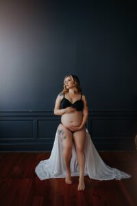 Maternity boudoir at Black Lace Boudoir studio in Virginia, Washington D.C. and Maryland.