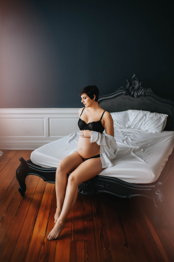 Maternity boudoir classic