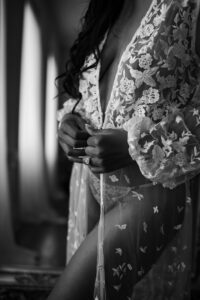 Black and white bridal boudoir photography session near Washington DC