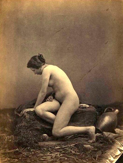"Durieu, nude" - Jean Louis Marie Eugène Durieu - 1854, Public Domain, Historic Boudoir Photo from 1800's